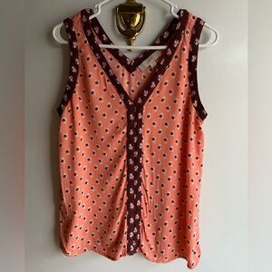 Loft Sleeveless Blouse Top V-Neck Peach/purple/white/blue - size medium